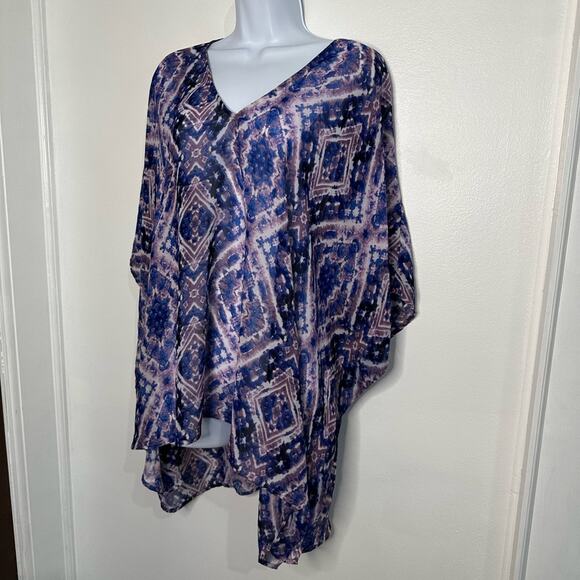 Show Me Your Mumu Swimsuit Cover Up, Size Medium, Purple Blue, Abstract Design - Picture 4 of 8